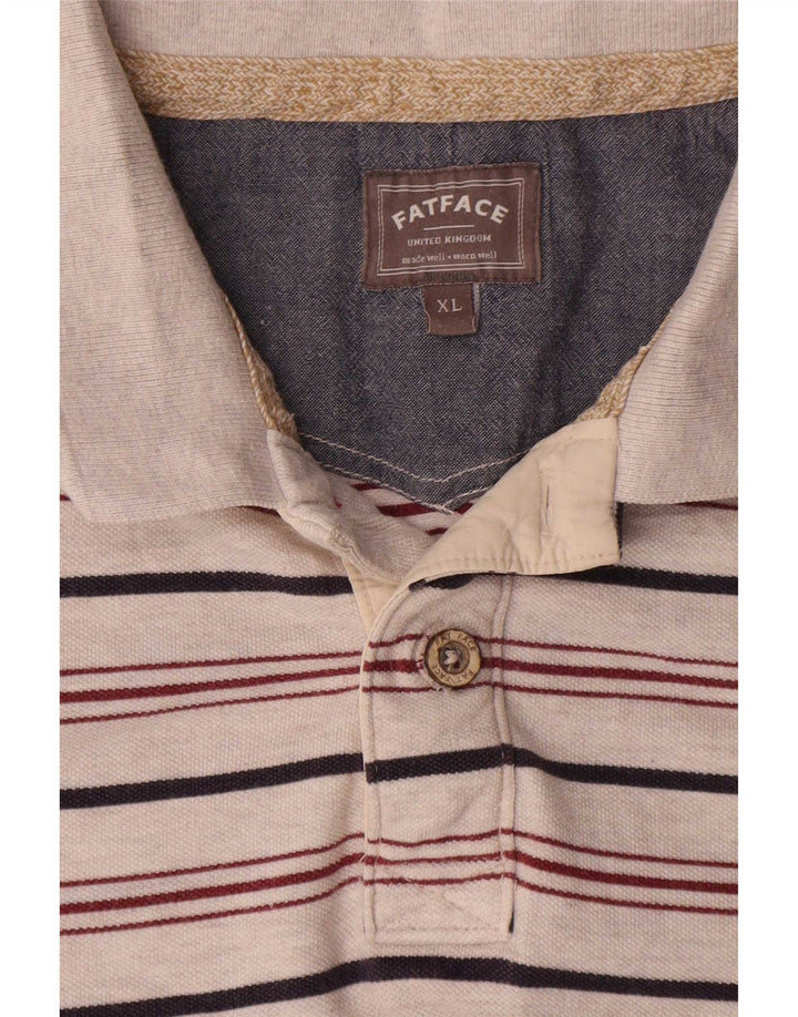 Polo para hombre Fat Face XL de algodón a rayas grises