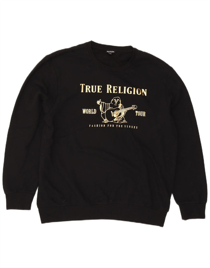 True Religion Sudadera gráfica para hombre Jumper 2XL Algodón negro
