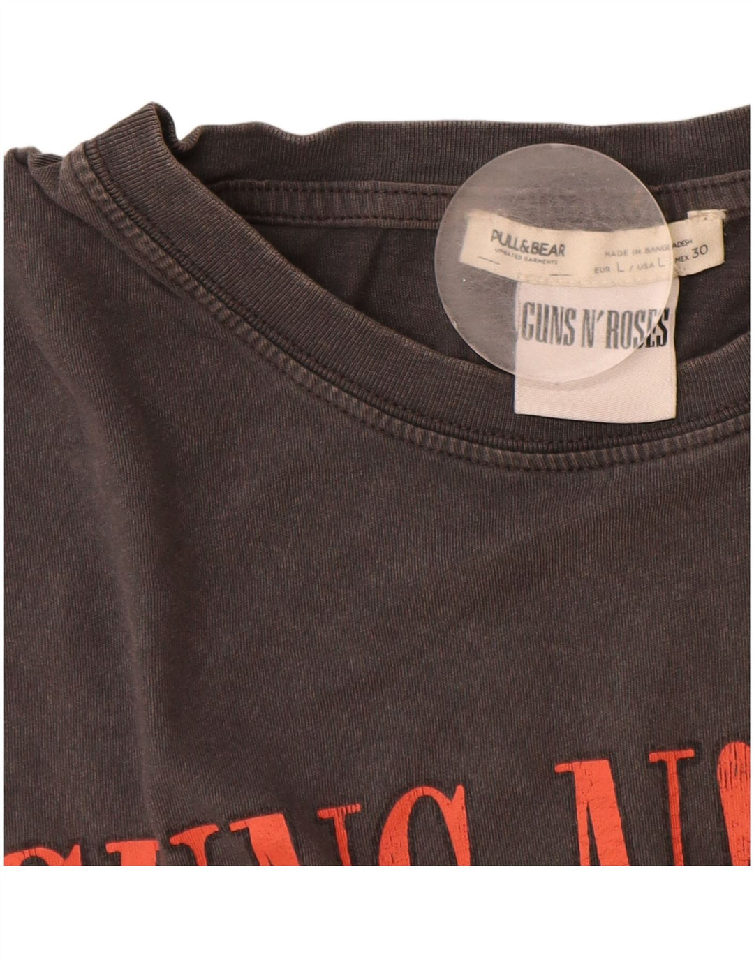 Pull & Bear Camiseta gráfica Guns & Roses para hombre Top grande de algodón gris