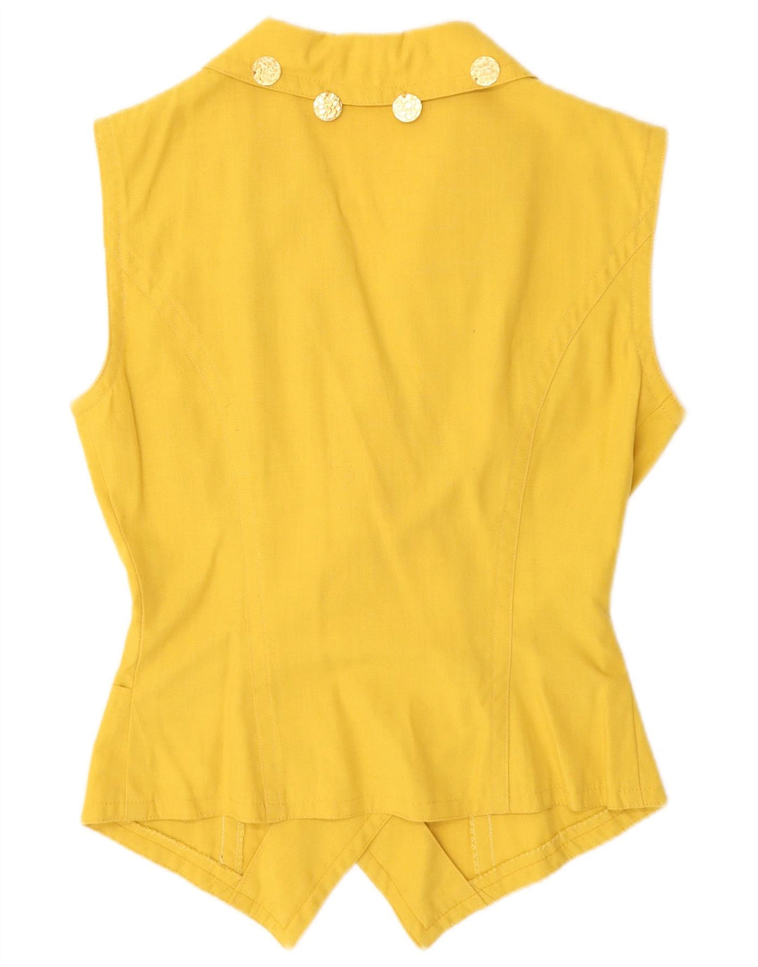 Vintage mujer doble pecho chaleco Reino Unido 12 amarillo medio