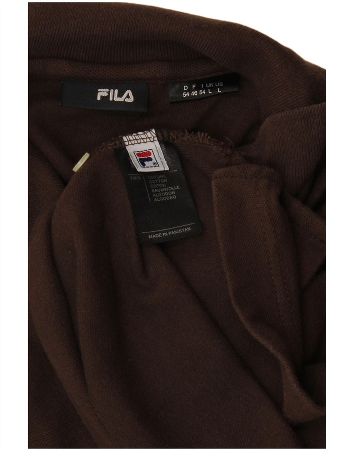 FILA Polo para hombre de algodón marrón grande