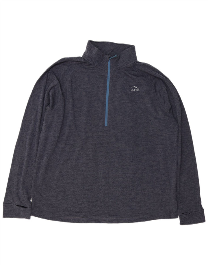 L.L.BEAN Top de chándal con cuello y cremallera para hombre XL Azul marino moteado