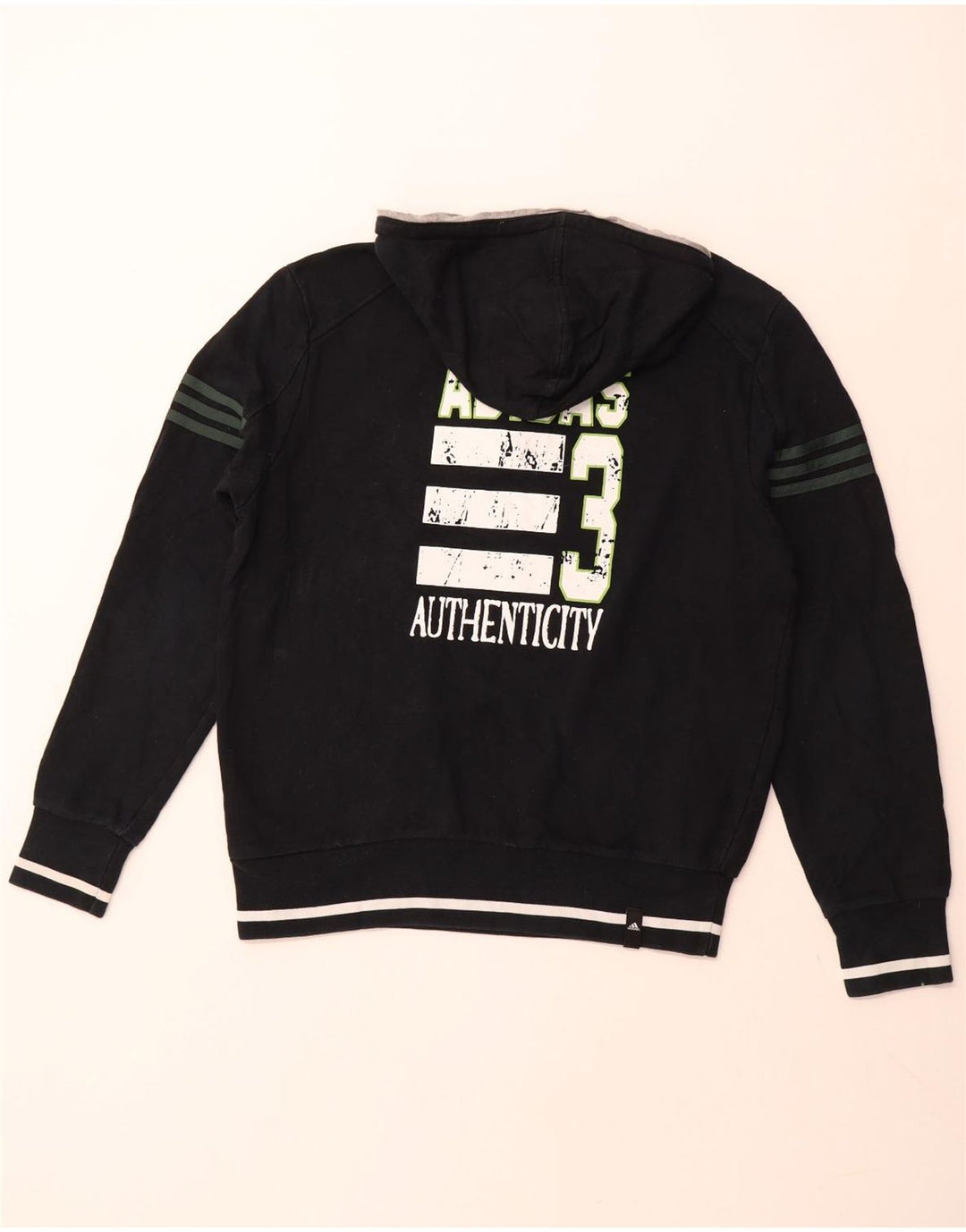 ADIDAS Jersey con capucha y cuello con cremallera gráfica para hombre Reino Unido 40/42 Azul marino mediano