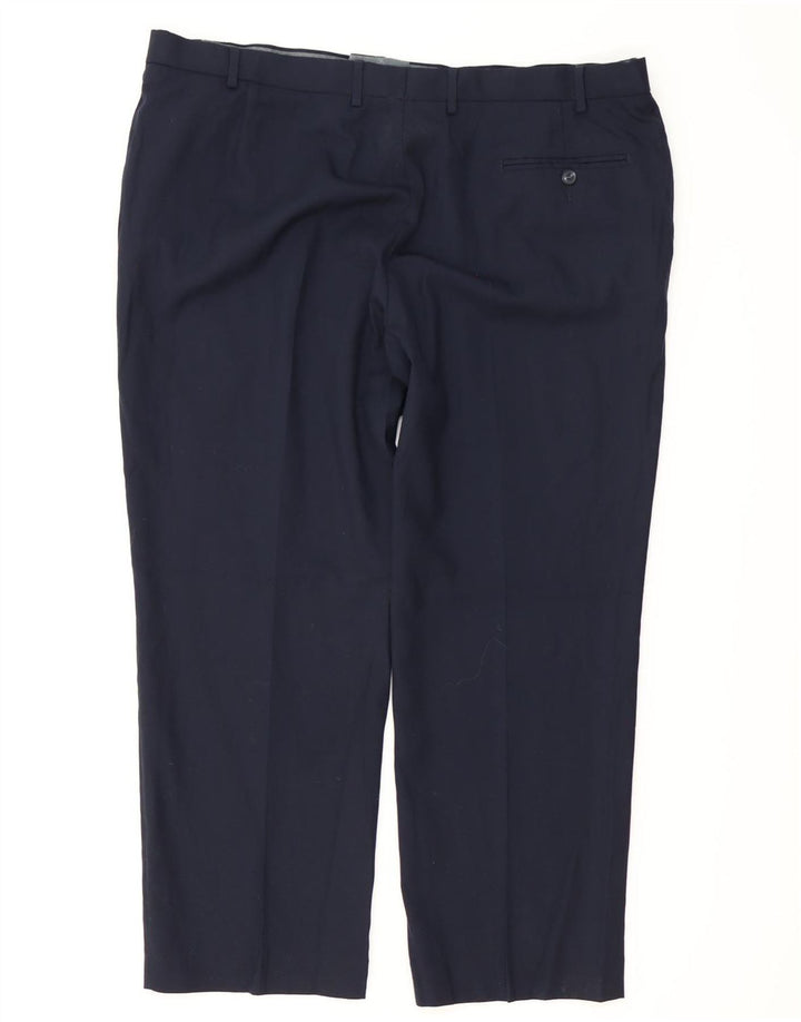 MARKS & SPENCER Pantalón de traje de corte regular para hombre W42 L29 Lana azul marino