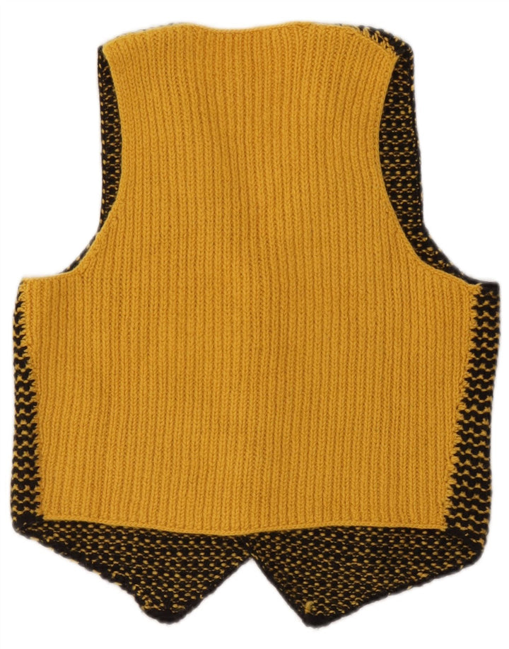 Chaleco de punto vintage para hombre pequeño amarillo a rayas