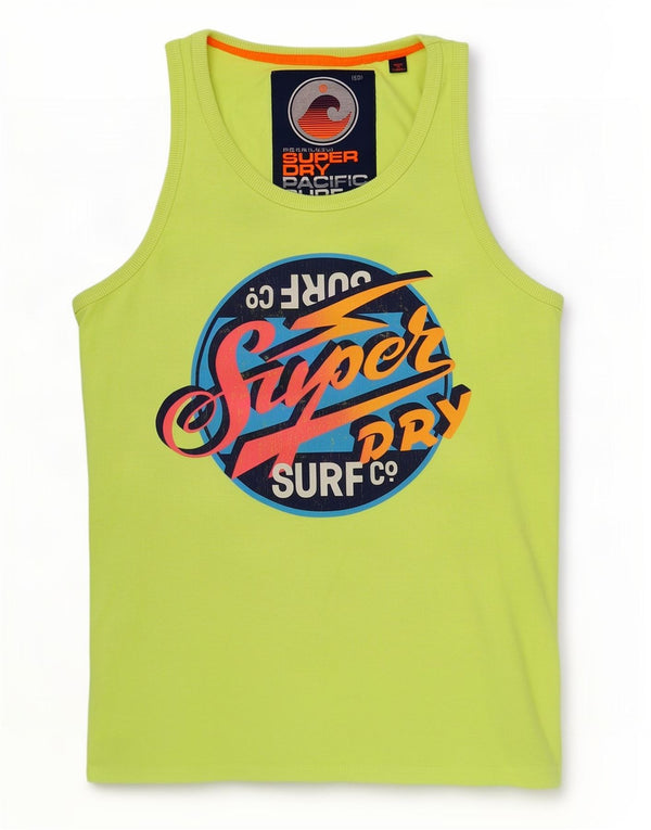 Superdry Hombre Camiseta Sin Mangas Con Gráfico Grande De Algodón Verde