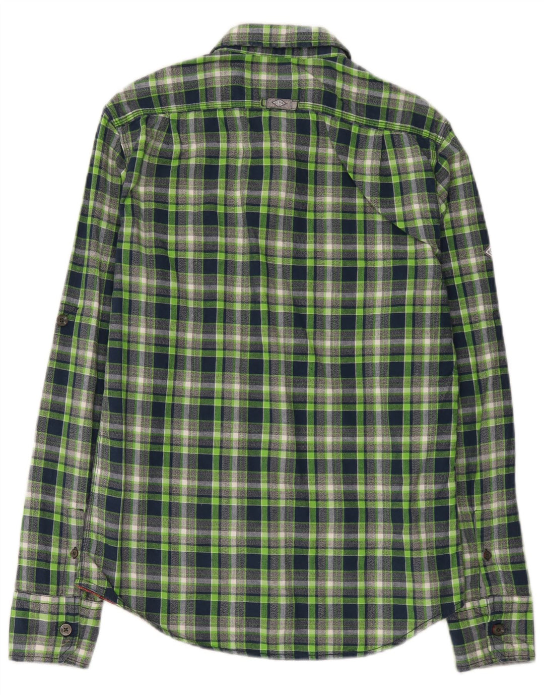 Superdry Camisa De Franela Mujer UK 44 Algodón A Cuadros Verde Medio