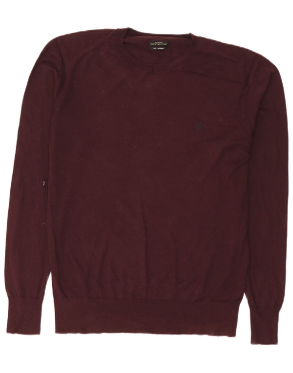 All Saints Jersey de cuello redondo para hombre de algodón burdeos medio