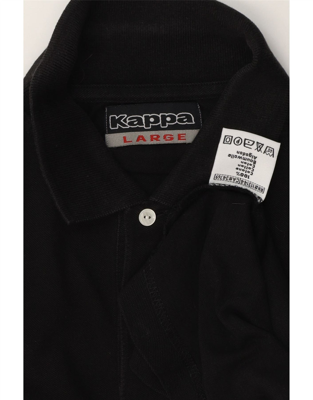 Kappa Polo Hombre Grande Algodón Negro