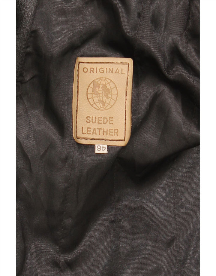 Abrigo de cuero vintage para mujer IT 46 Cuero negro grande