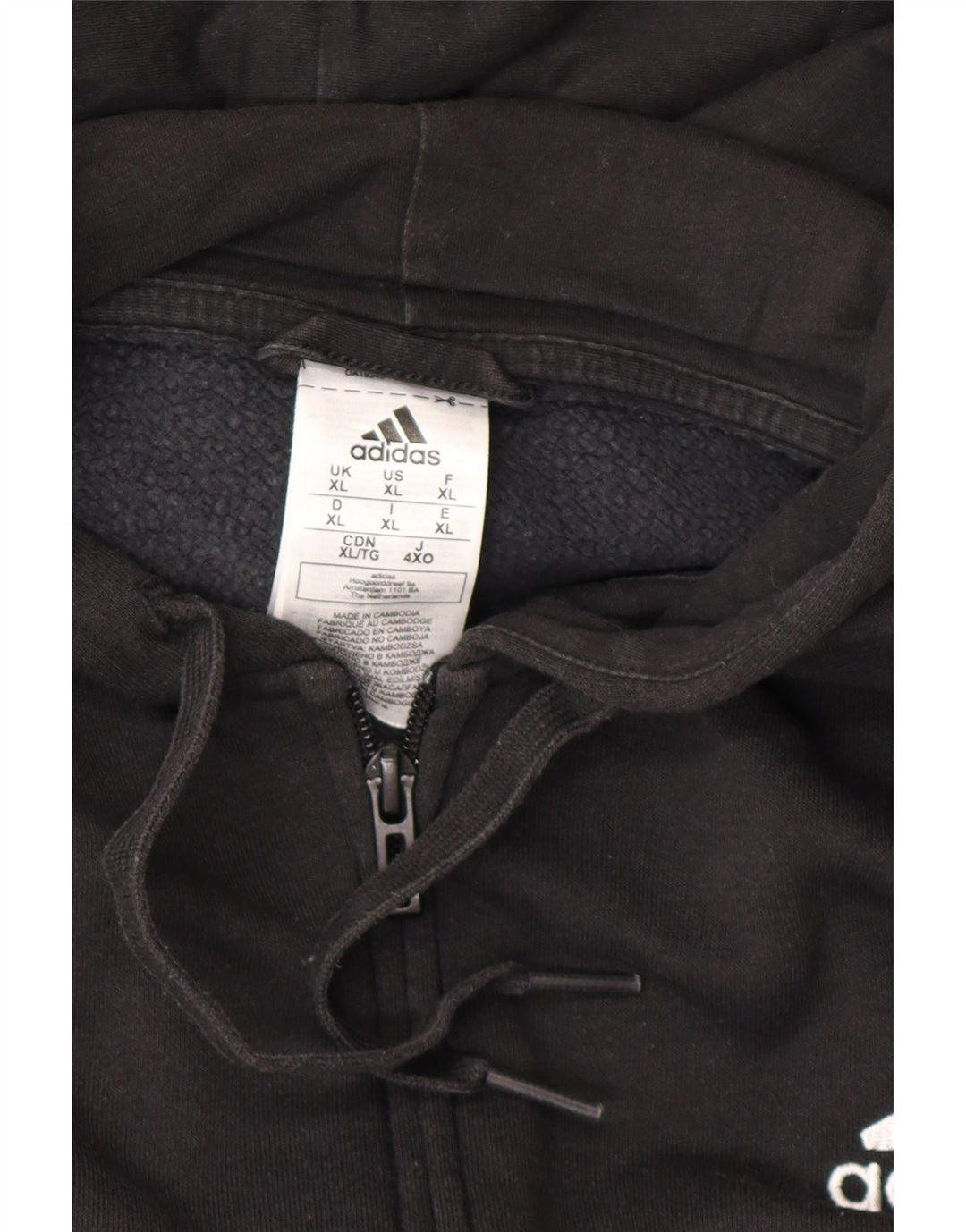 ADIDAS Sudadera con capucha y cremallera para hombre XL Algodón negro