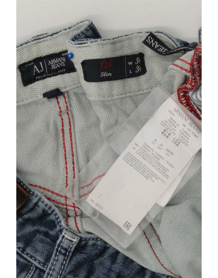 Armani Jeans ajustados desgastados para hombre W34 L34 Algodón azul