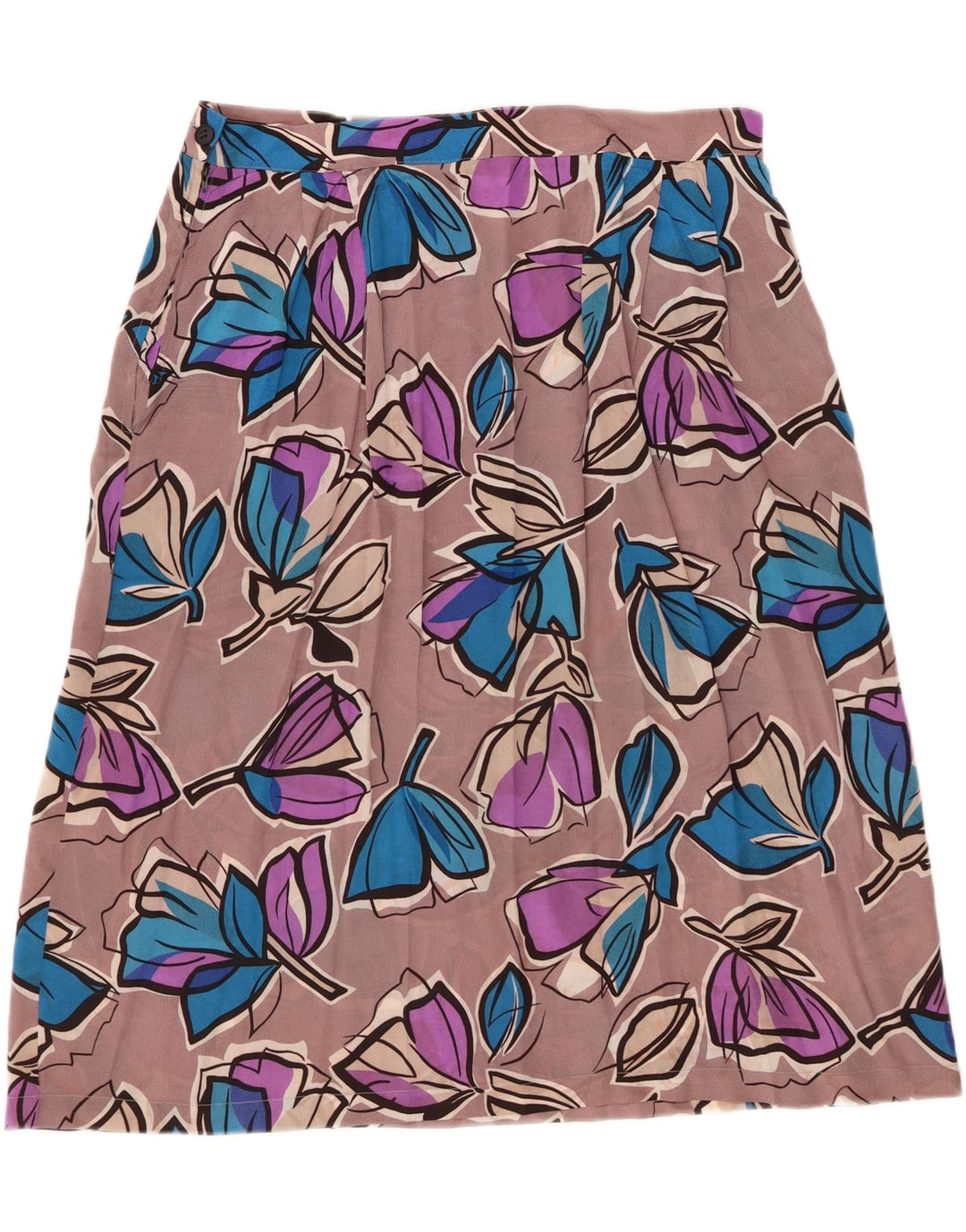 VINTAGE Womens A-Line Skirt W33 Large Grey Floral
