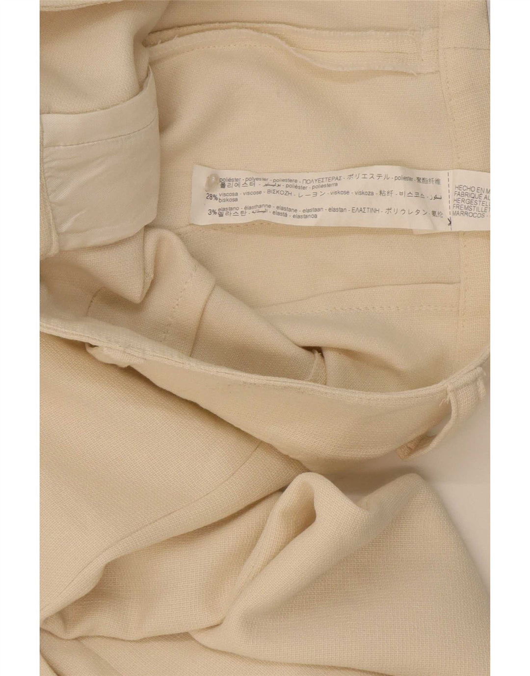 Zara Mujer Pantalón Casual Recto Mediano W32 L33 Poliéster Blanco Roto