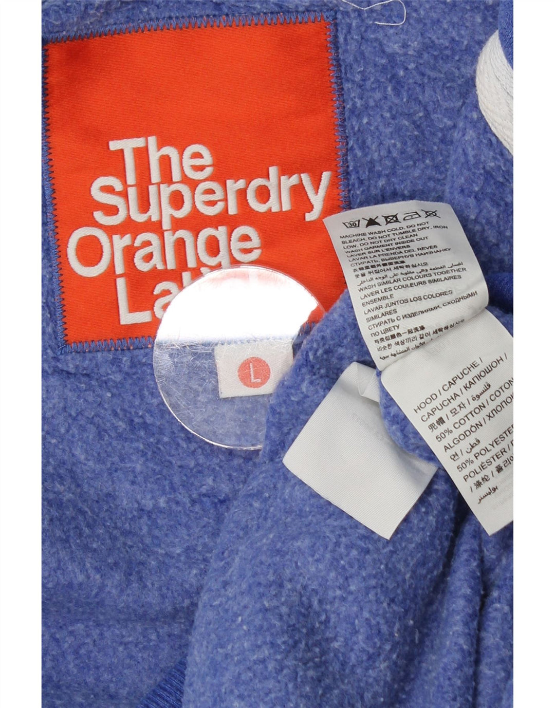SUPERDRY Suéter con capucha y cremallera para mujer UK 46 Large Blue Cotton
