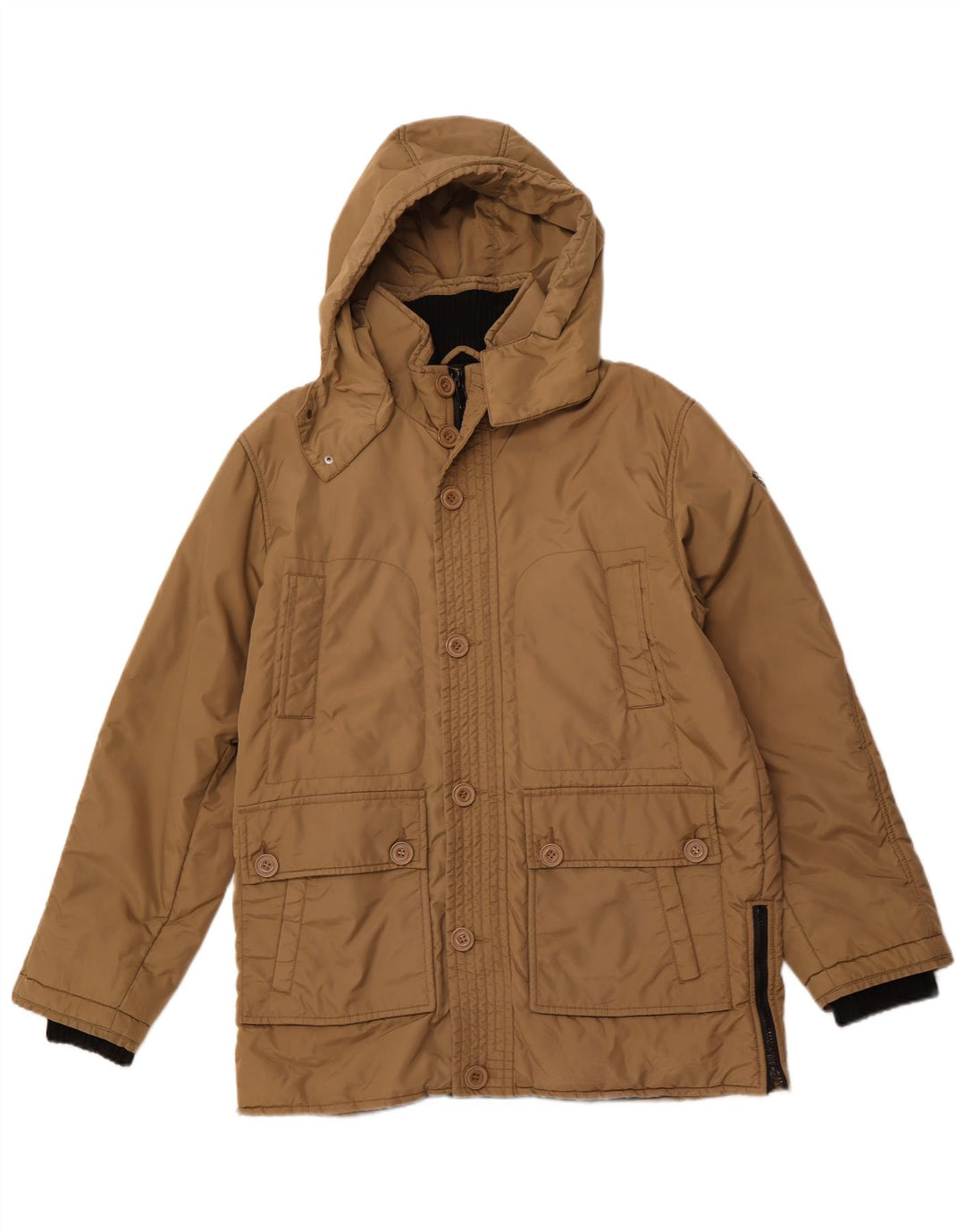 ASTROLABIO Chaqueta acolchada con capucha para hombre UK 42 XL Nylon marrón