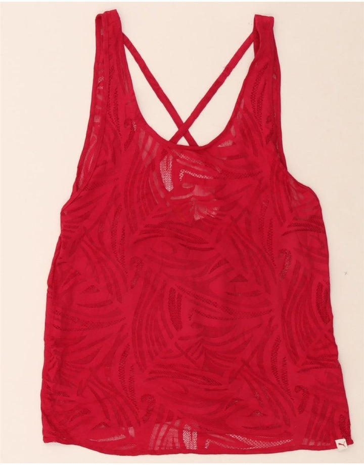 PUMA Womens Vest Top UK 14 Medium Burgundy Polyester Vintage Puma and Second-Hand Puma from Messina Hembry 
