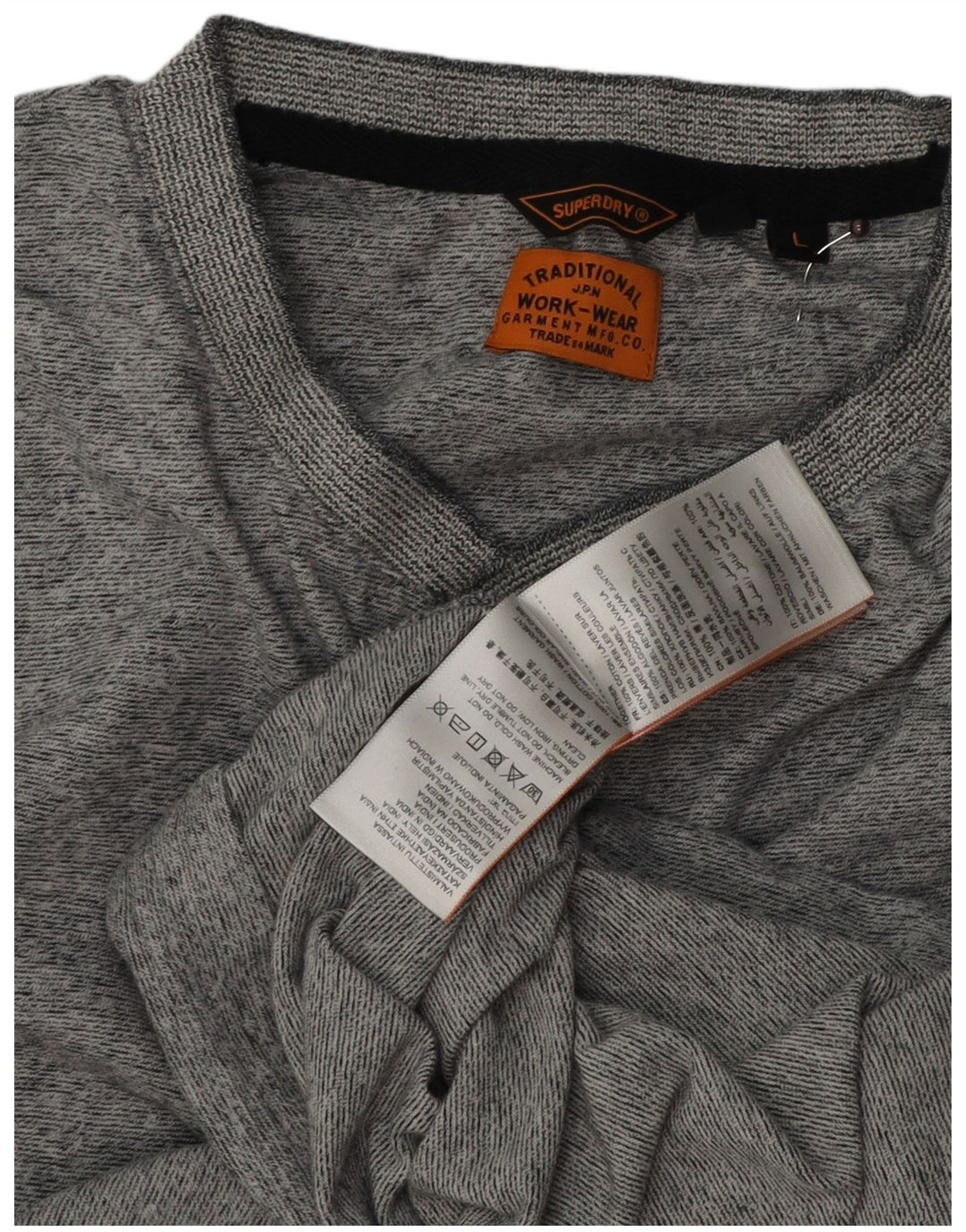 SUPERDRY Camiseta para hombre Top grande de algodón moteado gris
