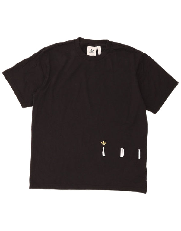 Adidas - Camiseta gráfica para hombre, talla grande, algodón negro
