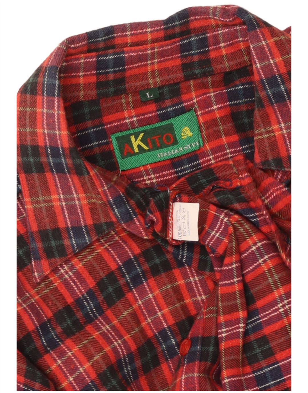 Akito Camisa de franela para mujer UK 46 Algodón a cuadros rojos grandes
