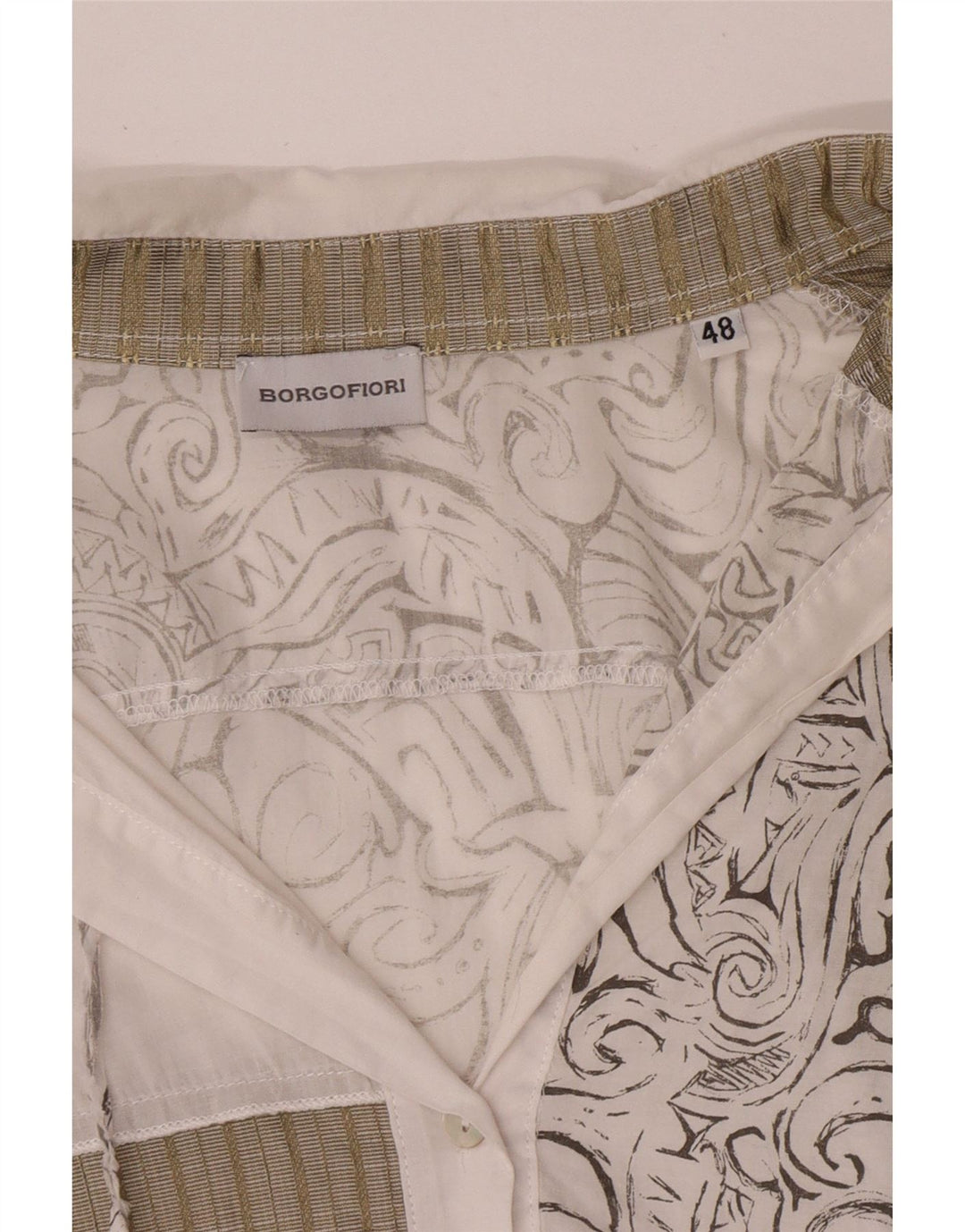 Borgofiori Blusa de manga 3/4 para mujer IT 48 XL Patchwork blanco