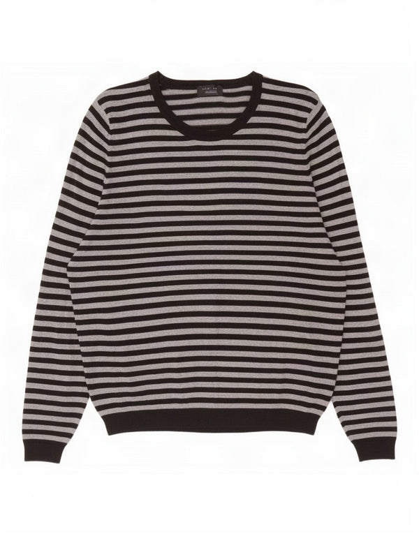Zara Hombre Top Manga Larga XL Viscosa Rayas Gris