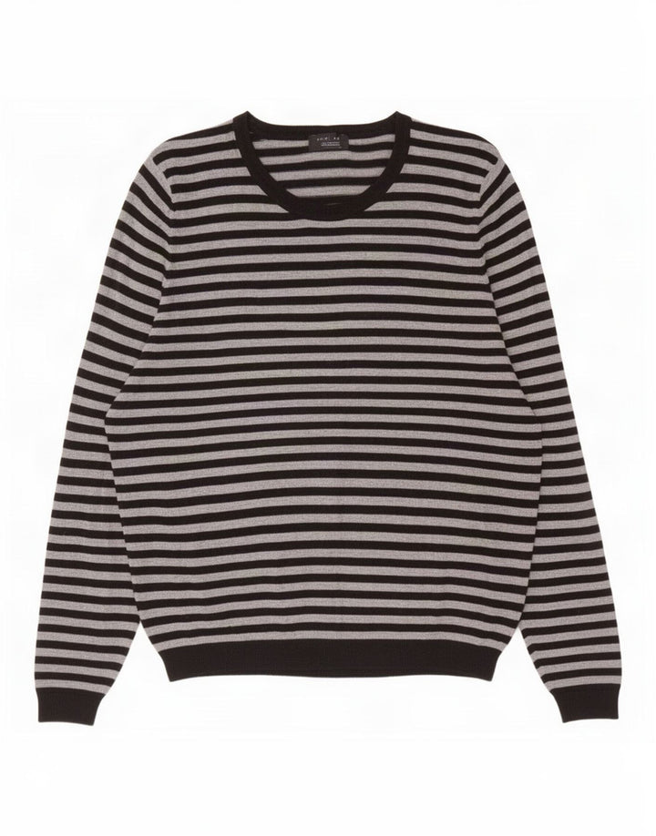 Zara Hombre Top Manga Larga XL Viscosa Rayas Gris