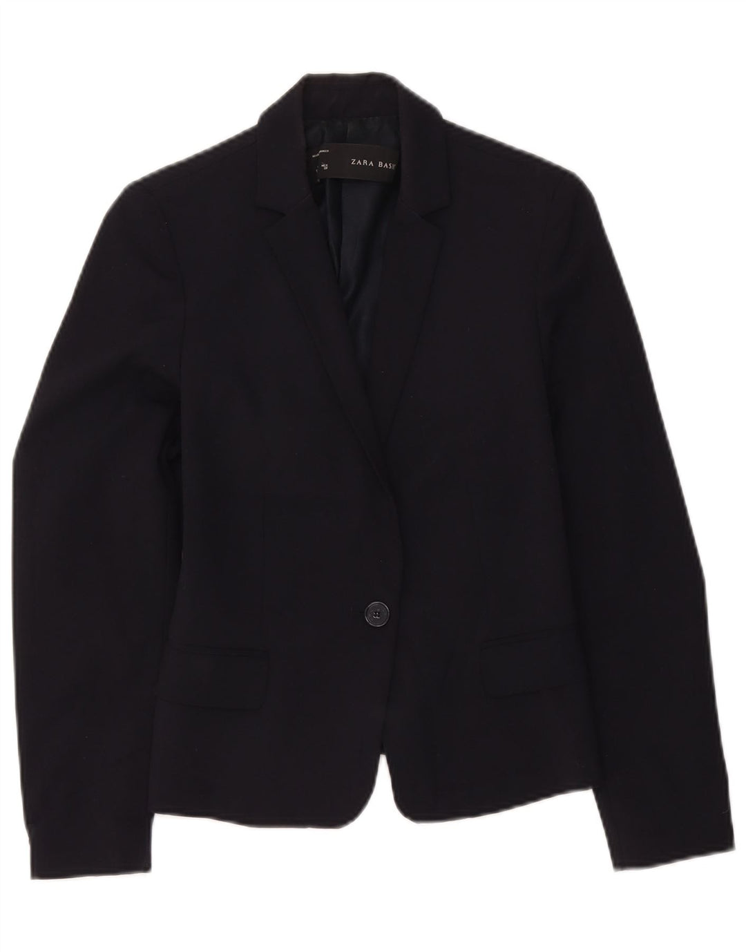 Zara Chaqueta Blazer De 1 Botón Para Mujer UK 42 Poliéster Azul Marino Mediano