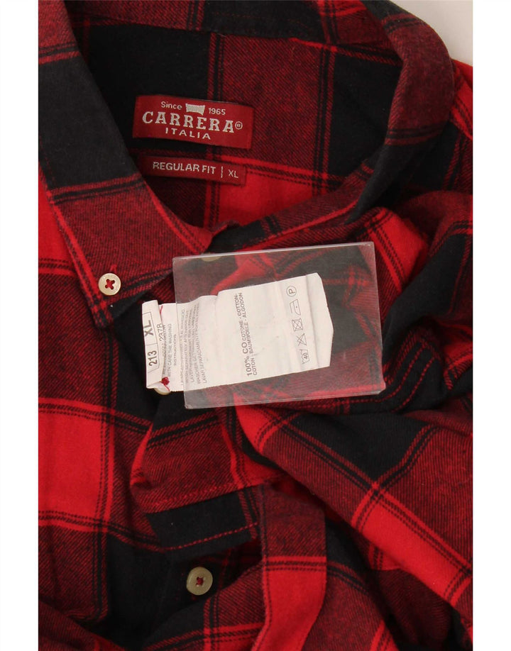 Carrera Camisa de franela de ajuste regular para hombre XL Algodón a cuadros rojo