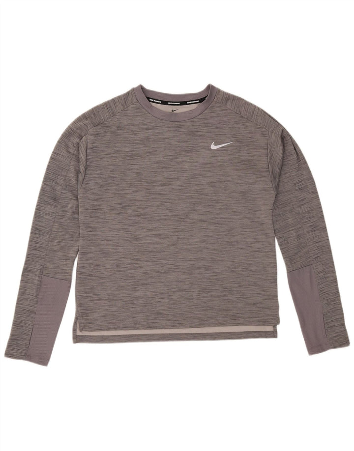 Camiseta Nike Dri Fit De Manga Larga Para Hombre Gris Medio Moteado