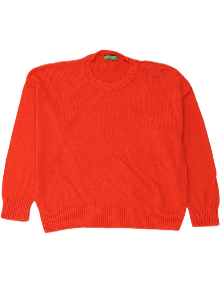 Benetton Jersey Extragrande con Cuello Redondo para Mujer UK 44 Mediano Rojo Algodón