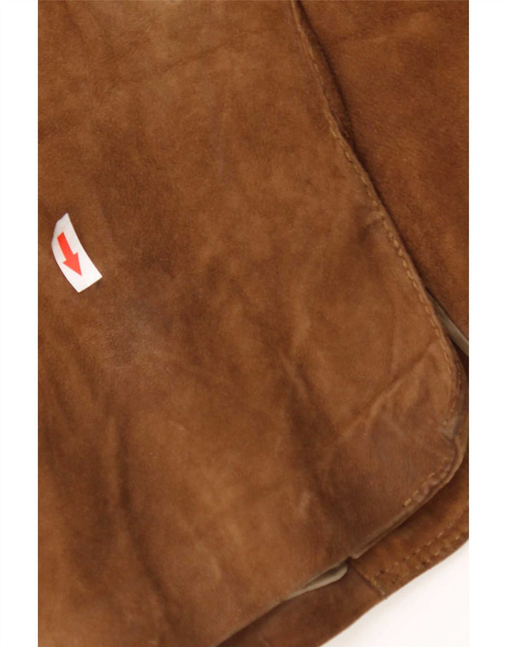 Vintage hombres 3 botones ante Blazer chaqueta Reino Unido 40 cuero marrón grande