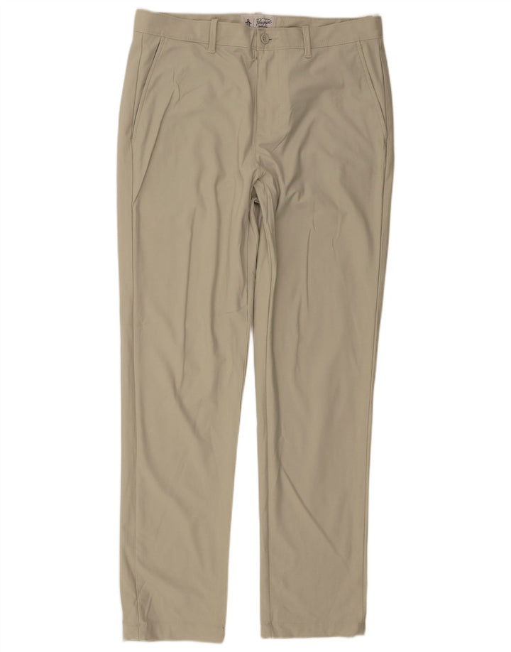 Pantalones chinos ajustados Penguin para hombre W34 L32 Poliéster verde