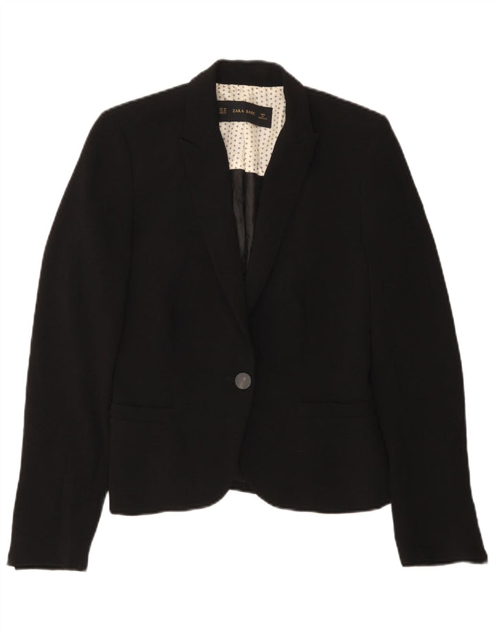 Zara Mujer Chaqueta Blazer De 1 Botón UK 6 XS Negro