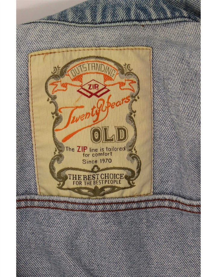Vintage hombres chaqueta de mezclilla Reino Unido 14 azul medio floral