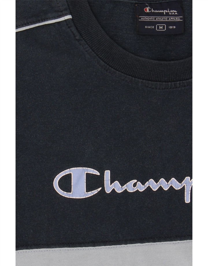 CHAMPION Mens Graphic T-Shirt Top Medium Grey Colourblock Cotton Vintage Champion and Second-Hand Champion from Messina Hembry 
