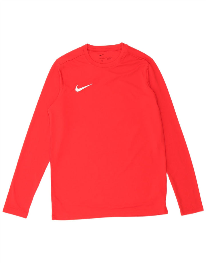 Camiseta Nike Dri Fit para hombre de manga larga de poliéster rojo medio