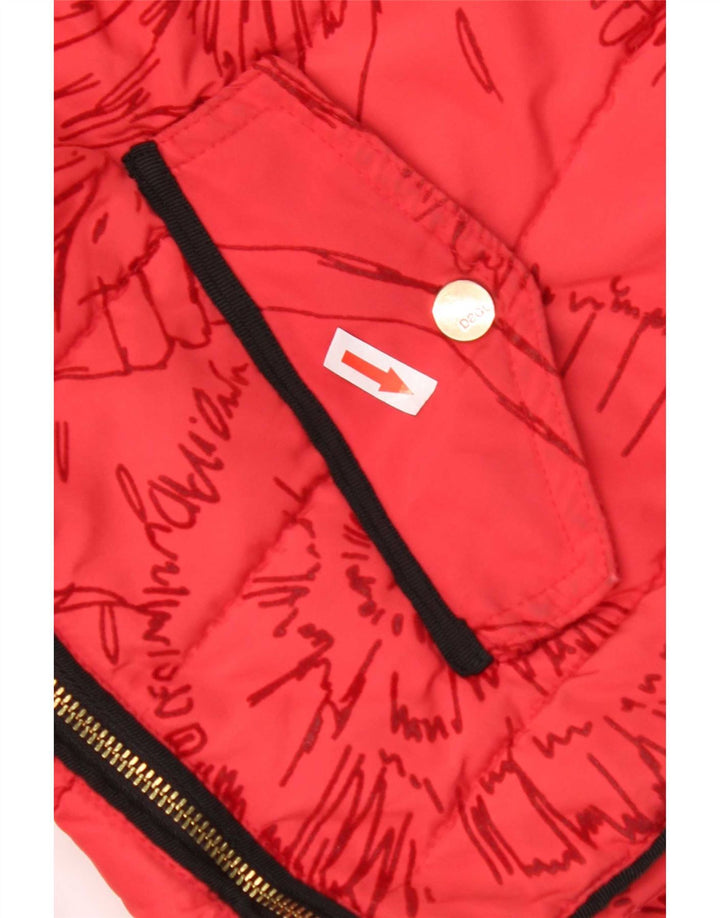 Desigual Mujer Chaqueta Acolchada Con Capucha EU 44 XL Poliéster Floral Rojo