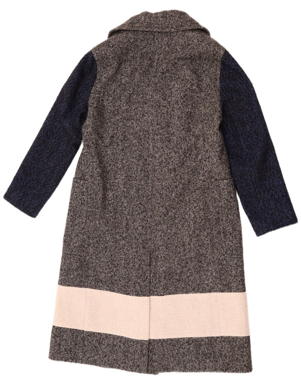French Connection Abrigo cruzado para mujer UK 6 XS Bloque de color gris