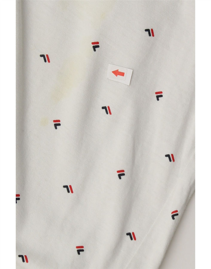 Fila Polo Gráfico Para Hombre Pequeño Algodón Blanco