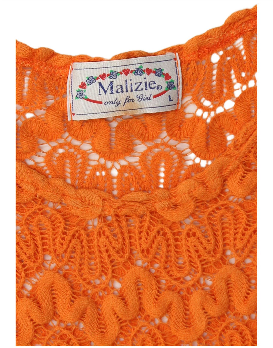 VINTAGE Niñas Ver a través de vestido de túnica de ganchillo 11-12 años Naranja grande