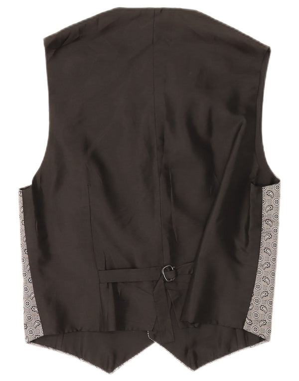 Chaleco vintage para hombre pequeño gris Paisley seda