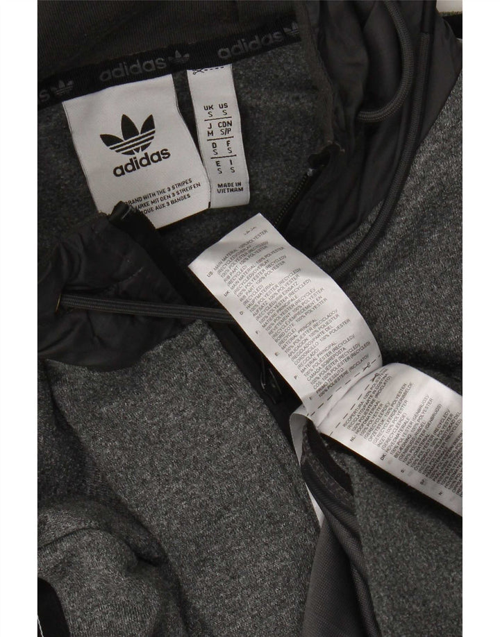 Adidas Hombre Graphic Zip Sudadera Con Capucha Suéter Pequeño Gris Colorblock Poliéster