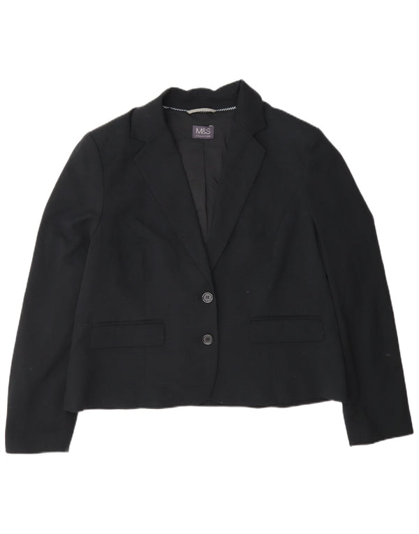 Marks & Spencer Chaqueta tipo blazer corta con 2 botones para mujer UK 46 Grande Negro