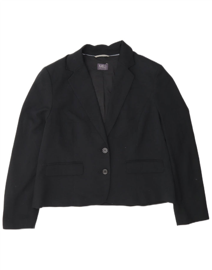 Marks & Spencer Chaqueta tipo blazer corta con 2 botones para mujer UK 46 Grande Negro