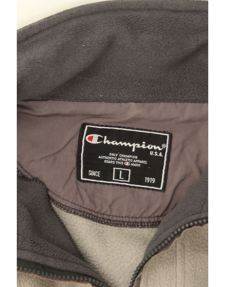 Champion Jersey De Polar Con Cremallera En El Cuello Para Hombre Gris Grande Colorblock