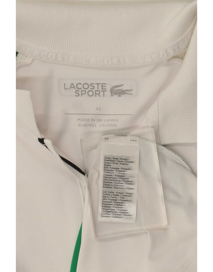 Polo Lacoste para mujer Talla 42 Poliéster color block blanco grande