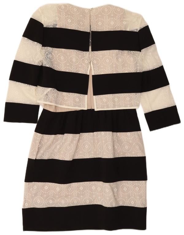 Karen Millen Vestido tubo de manga 3/4 para mujer UK 40 Small Black Stripes