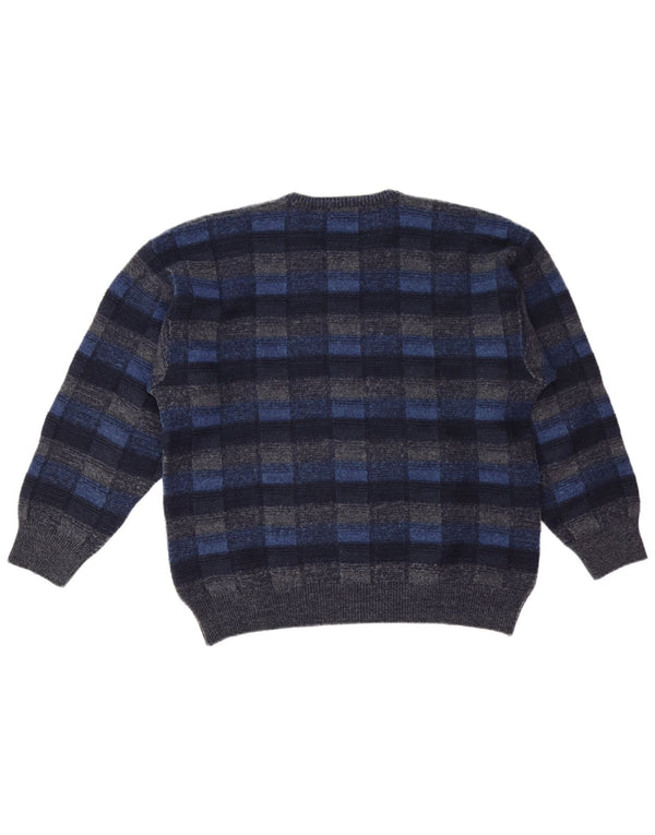 FAIRBANKS Jersey con cuello en V para hombre IT 56 XL Lana virgen a cuadros azul marino