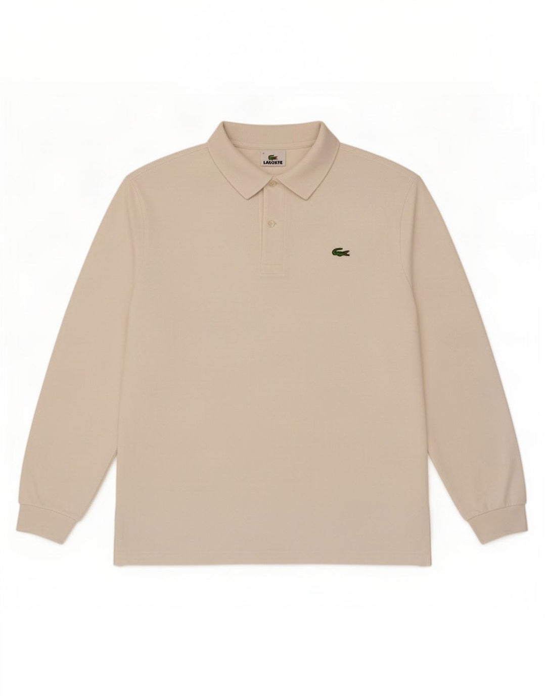 Lacoste Polo de manga larga para hombre talla 4 mediana blanca